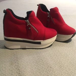 Red High Sole Sneakers Size 6